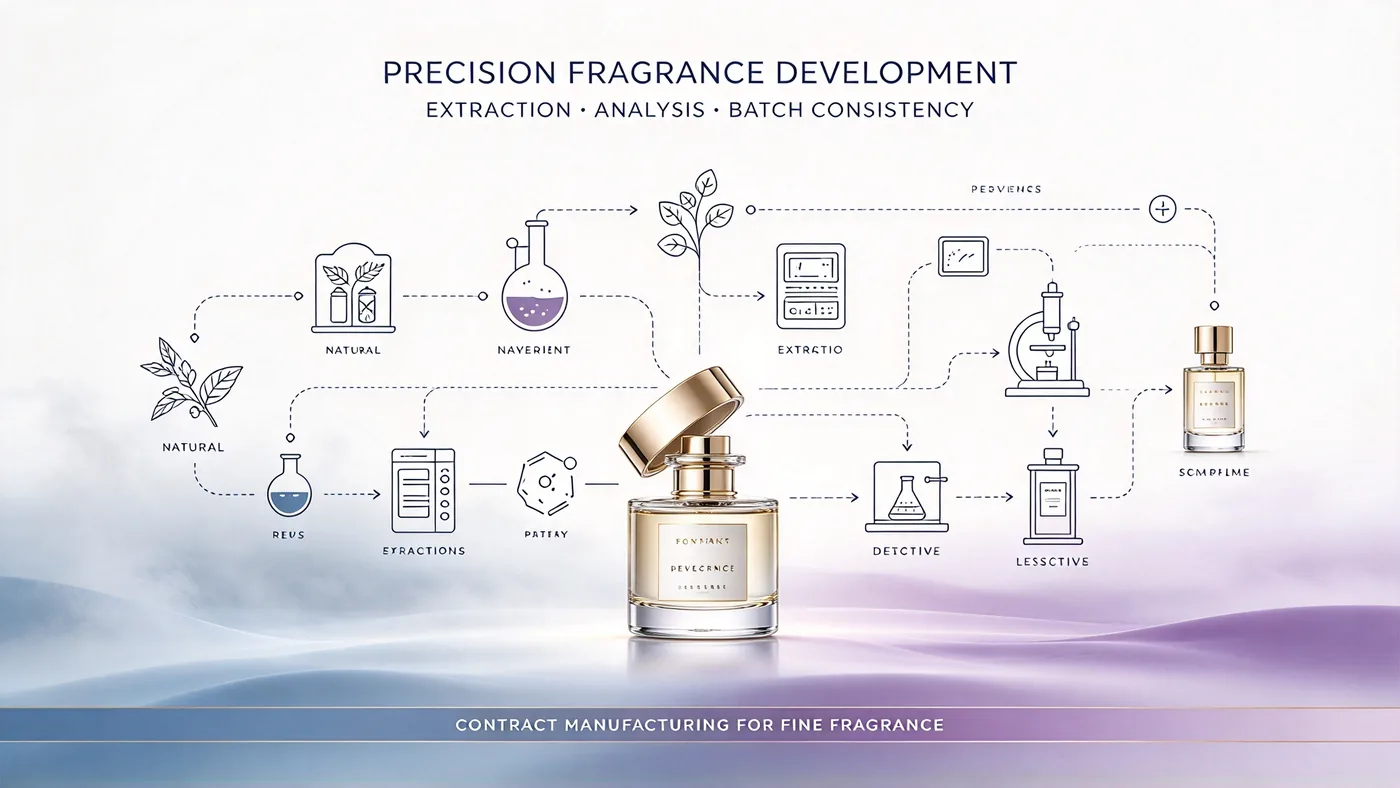Precision fragrance development, extraction and batch consistency for hotel scent programmes